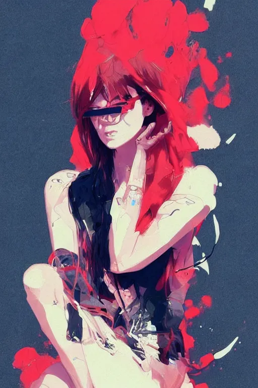 Prompt: a ultradetailed beautiful painting of a stylish woman wearing streetwear, by conrad roset, greg rutkowski and makoto shinkai trending on artstation