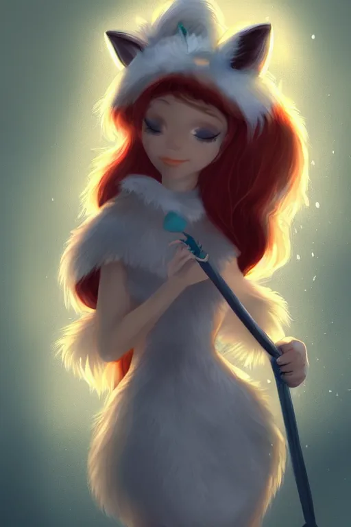 Image similar to a fox princess holding an umbrella, snow, backlighting, trending on artstation, digital art, furry art, trending on furaffinity, fantasy art