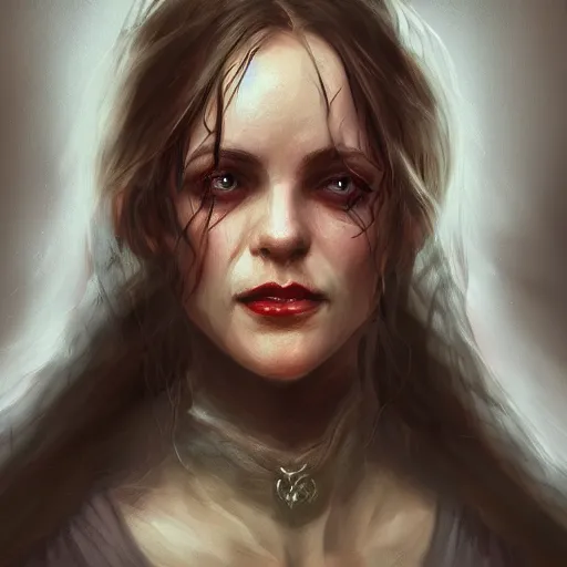 Prompt: portrait of a malevolent witch, D&D, beautiful, realistic, cinematic lighting, fantasy digital painting