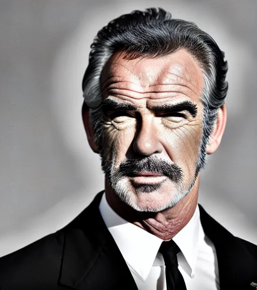 Prompt: a man who is a genetic combination of sean connery, pierce brosnan, warren beatty, and james dean, face and shoulders focus
