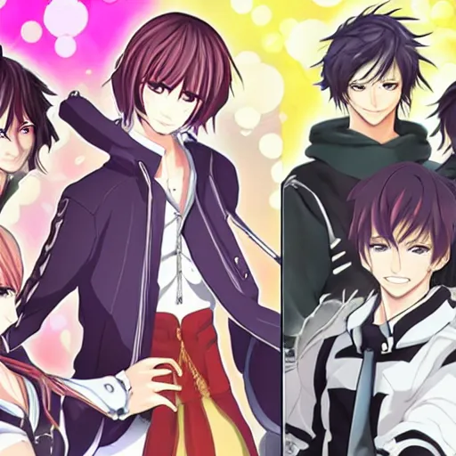 Image similar to new anime otome game characters, detailed