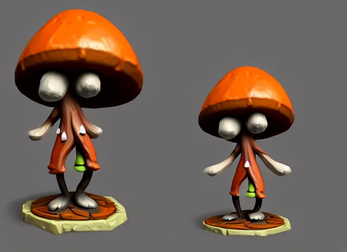 Prompt: shroomfolk, stylized stl fantasy miniature, 3 d render, activision blizzard style, hearthstone style