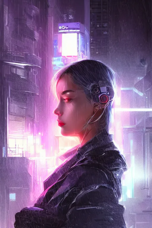 Image similar to portrait futuristic talented cyberpunk female Alchemist, in futuristic stormy heavy snowy thunder tokyo rooftop Enchantment cyberpunk night, ssci-fi, fantasy, intricate, very very beautiful, elegant, neon light, highly detailed, digital painting, artstation, concept art, soft light, hdri, smooth, sharp focus, illustration, art by tian zi and craig mullins and WLOP and alphonse mucha