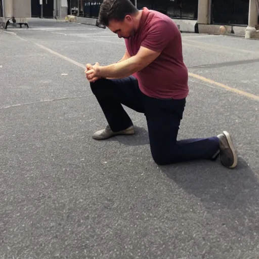 Prompt: A man kneeling over a large diamond