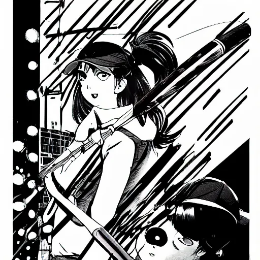 Image similar to girl with baseball bat in manga style