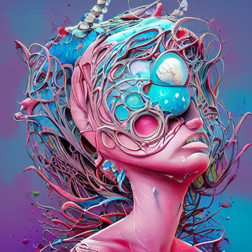 Image similar to Beautiful meta soul by Alex Pardee and Nekro and Petros Afshar, unstirred paint, vivid color, cgsociety 4K