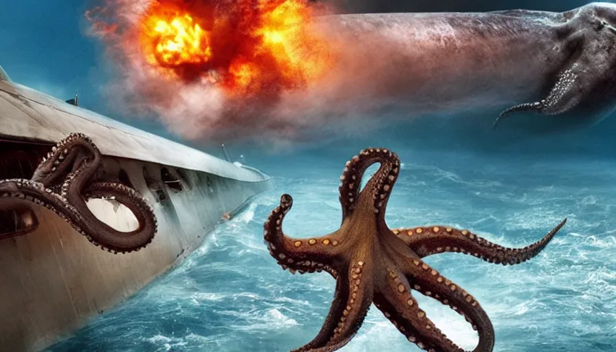 Image similar to Movie about an octopus attacking a nuclear submarine