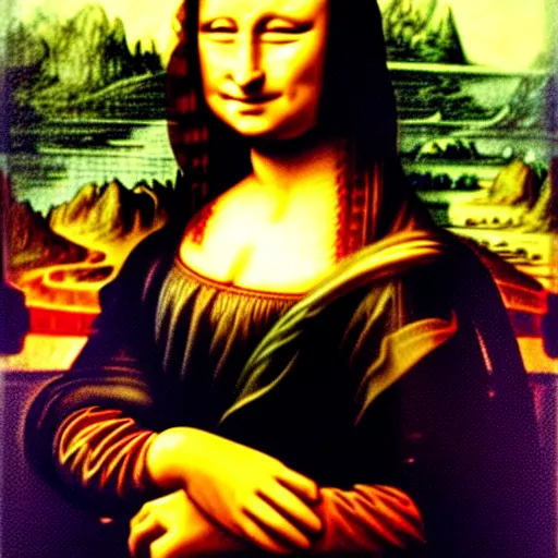 Image similar to Mona Lisa painting holding a mossberg shotgun. Photoreal