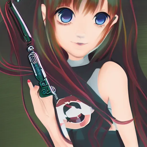 Image similar to portrait of a cute girl holding a balisong, anime digital art,