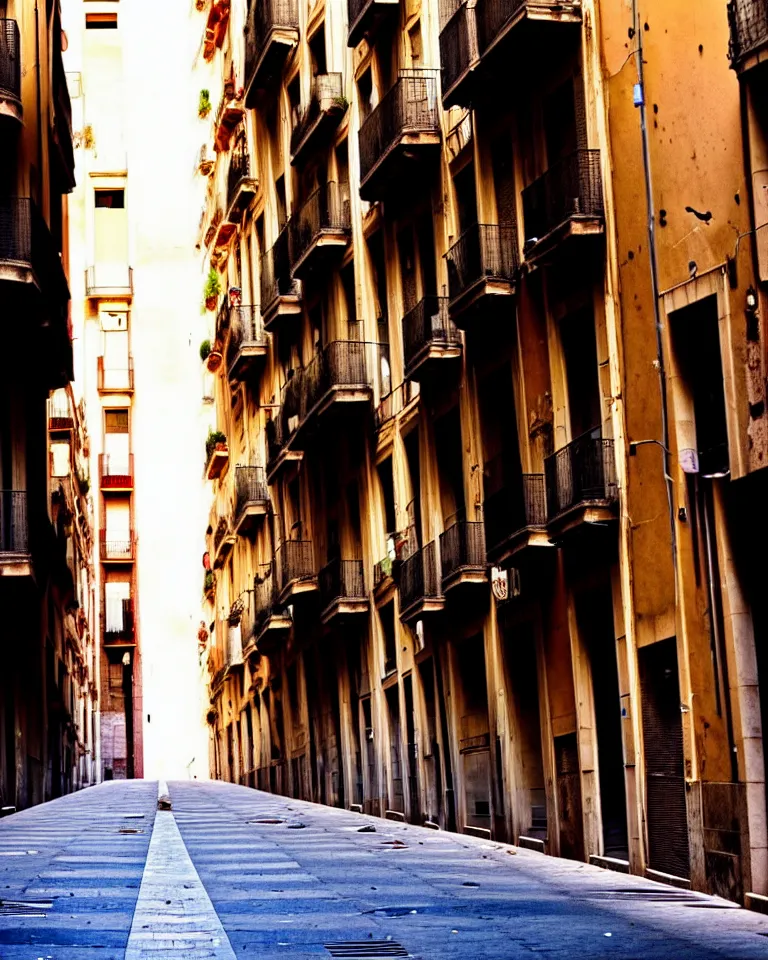 Prompt: abandoned streets of Barcelona