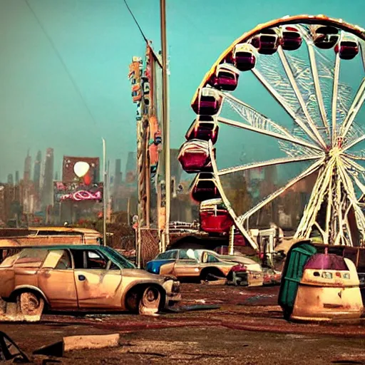 Prompt: Ferris wheel postapocalyptic