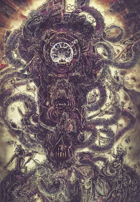 Image similar to simplicity, elegance, machinery, cameras, skulls, radiating, colorful mandala, psychedelic, minimalist environment, by ryan stegman and hr giger and esao andrews and maria sibylla merian eugene delacroix, gustave dore, thomas moran, the movie the thing, pop art, street art, graffiti, saturated