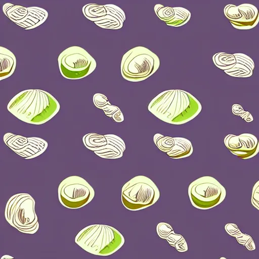 Image similar to isometric repeating pattern of snails on lettuce