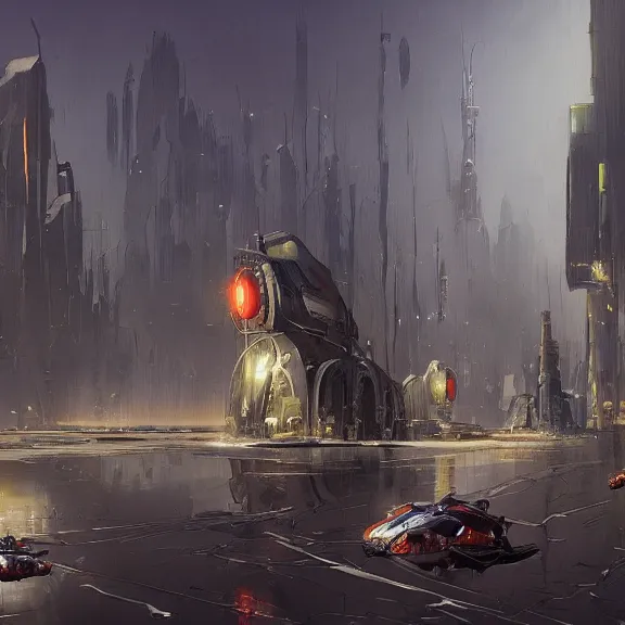 Prompt: a painting in the style of stephan martiniere and in the style of ian mcque