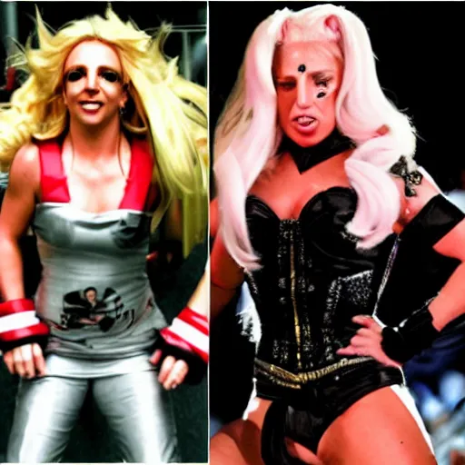 Image similar to britney fighting with lady gaga, street fighter