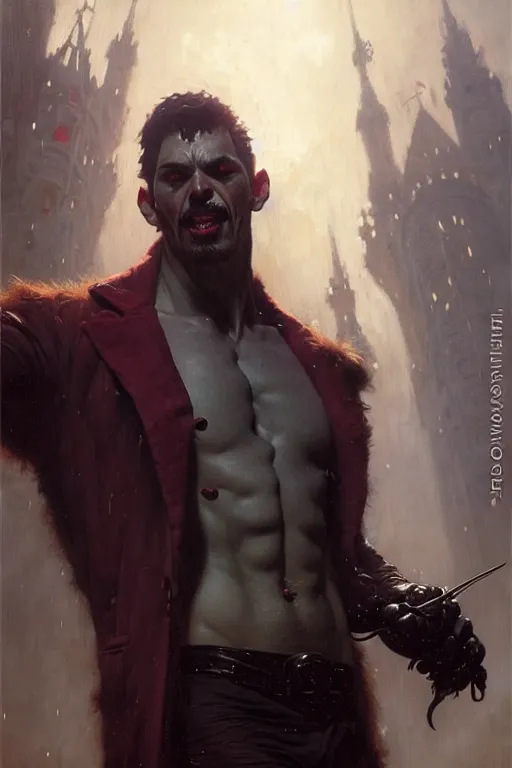 Prompt: klaus from umbrella academy by gaston bussiere, bayard wu, greg rutkowski, giger, maxim verehin