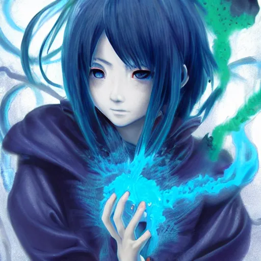 Image similar to rimuru tempest, tensei shitara slime datta ken, super highly detailed, professional digital painting, concept art, sharp focus, extreme illustration, unreal engine 5, photorealism, hd quality, 8 k resolution, art nouveau, black hoodie, cuffed sleeves, cinematic, art by artgerm, yoshitaka amano and junji ito