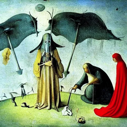 Image similar to film still from movie based on hieronymus bosch paintings, cinematic, directed by jodorowsky