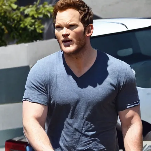 Prompt: Chris Pratt eating