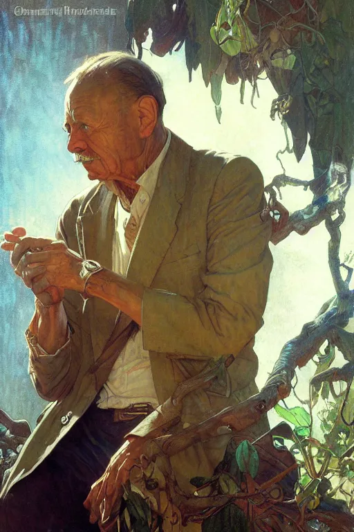 Prompt: Randolph Carter portrait by Stanley Artgerm Lau, greg rutkowski, thomas kindkade, alphonse mucha, loish, norman Rockwell