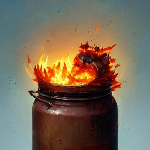 Prompt: a jar full of fire, greg rutkowski