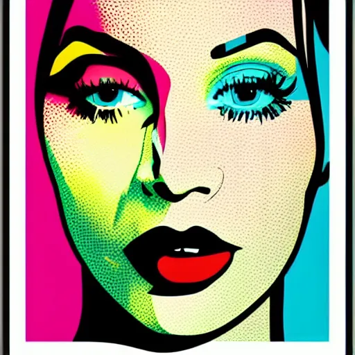 Image similar to pop art poster of a beautiful woman