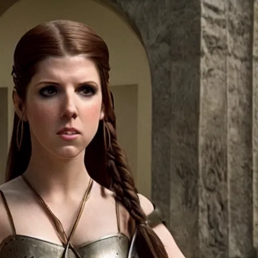 Image similar to still of Anna Kendrick as Maximus in Gladiator remake 2029