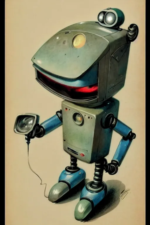 Prompt: ( ( ( ( ( 1 9 5 0 s robot tv character. muted colors. ) ) ) ) ) by jean - baptiste monge!!!!!!!!!!!!!!!!!!!!!!!!!!!!!!