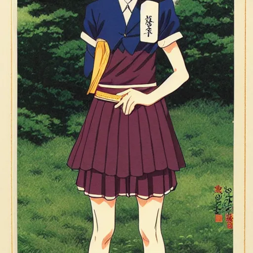 Prompt: beautiful anime high - school girl, full body, 1 / 6 hasui kawase