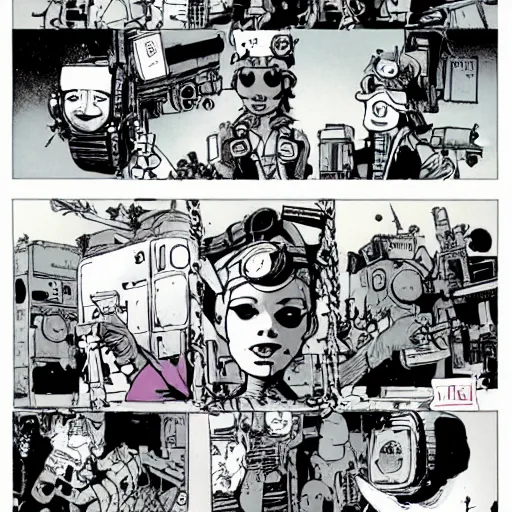 Prompt: tankgirl by jamie hewlett and ashley wood