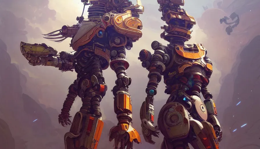 Prompt: a warrior robot astronaut, floral! looks like a machine from horizon zero dawn, posing for a fight intricate, elegant, highly detailed, digital painting, establishing shot, an epic fantasy, artstation, concept art, smooth, sharp focus, illustration, art by artgerm and greg rutkowski and alphonse mucha, 8 k