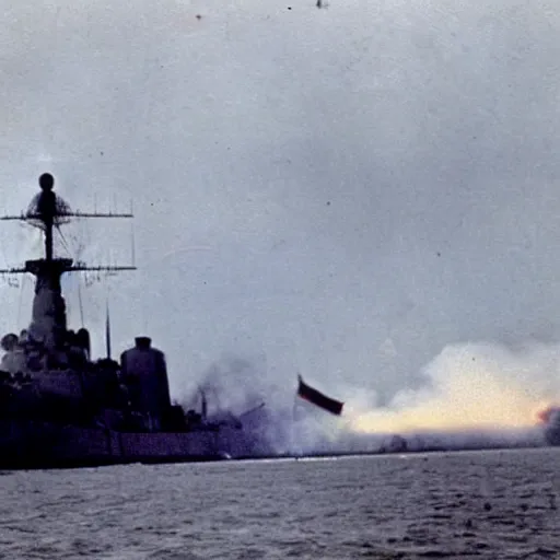 Image similar to color photograph of uss texas bb - 3 5 providing fire support during the normandy beach landings on june 6, 1 9 4 4, photography, imax, cinematic