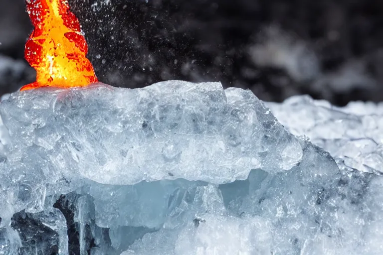 Image similar to lava being poured on ice