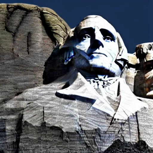 Prompt: a photo of mount rushmore after donald trump's face had been added