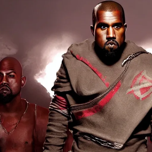 Prompt: Kanye west in God of war