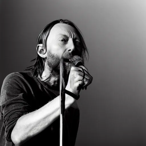 Image similar to Thom Yorke singer songwriter Rolling Stone, a photo by Colin Greenwood, ultrafine detail, masterpiece