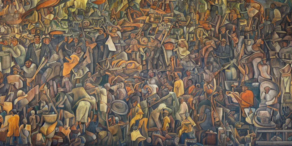 Image similar to diego rivera mural, detailed, 4k