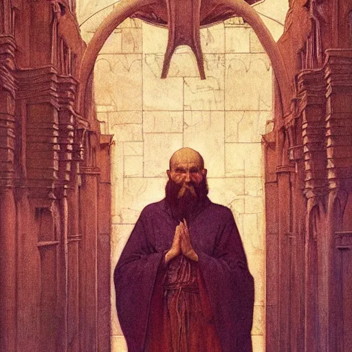 Image similar to a religious man with holes in his robes, holes in a religious man, annie swynnerton and nicholas roerich and jean delville, strong dramatic cinematic lighting, ornate tiled architecture, lost civilizations, smooth, sharp focus, extremely detailed