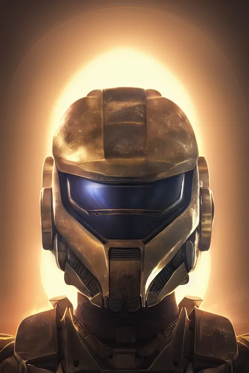 Image similar to robot ninja mask helmet halo master chief radiating a glowing aura global illumination ray tracing hdr fanart arstation by ian pesty and katarzyna da „ bek - chmiel