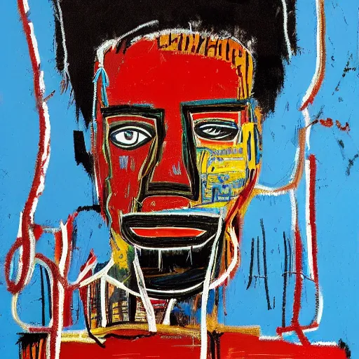 Image similar to A extremely highly detailed majestic hi-res beautiful immaculate head and shoulders painting of a strong black african man by Jean-Michel Basquiat, 8k, high textures, hyper sharp, insanely detailed and intricate, super detailed, 8k HDR high quality