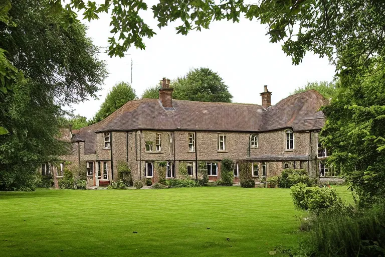 Prompt: Giger, an estate agent listing photo, external view of a 5 bedroom detached countryside house in the UK, by Giger