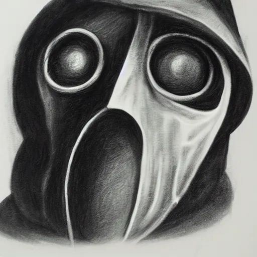 Image similar to Plague doctor charcoal painting