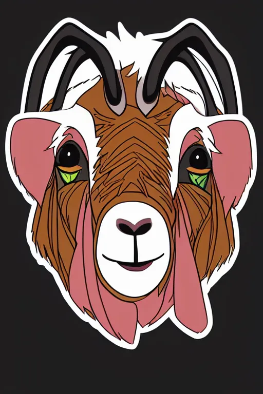 Image similar to Portrait of a goat in anime style, anime, sticker, colorful, illustration, highly detailed, simple, smooth and clean vector curves, no jagged lines, vector art, smooth