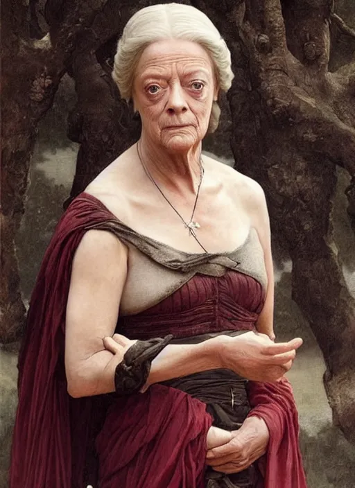 Image similar to maggie smith in game of thrones, bouguereau