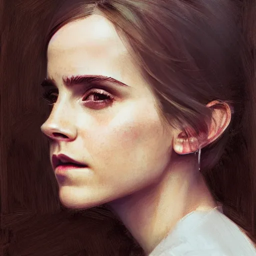 Image similar to emma watson by Richard Schmid by Jeremy Lipking by moebius by atey ghailan