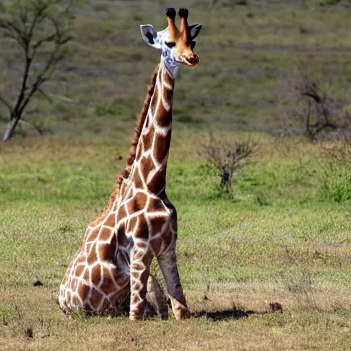 Image similar to a giraffe meditating