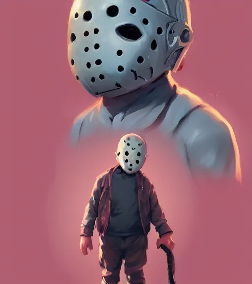 Image similar to beautiful little boy character inspired by jason voorhees and frankstein, art by rossdraws, wlop, ilya kuvshinov, artgem lau, sakimichan and makoto shinkai, concept art, anatomically correct, extremely coherent, realistic, smooth hd