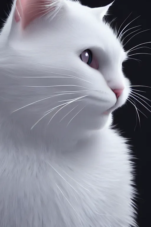 Image similar to a white cat wearing a formal overcoat, hyperrealistic, concept art, octane render, unreal engine 5, trending on DeviantArt, highly detailed, high quality, 8K, soft lighting, cute, studio background, studio lighting, realistic face, trending on Artstation, elegant clothes, profile picture