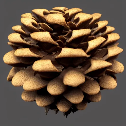 Image similar to poorly rendered 3 d anthromorphic pinecone