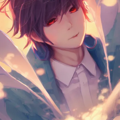 Image similar to anime portrait of MigMig as an anime boy by Stanley Artgerm Lau, WLOP, Rossdraws, James Jean, Andrei Riabovitchev, Marc Simonetti, and Sakimichan, trending on artstation